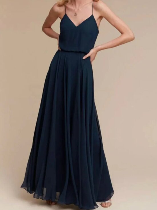 Jenny Yoo Dresses & Skirts - BHLDN Jenny Yoo Inesse Dress Navy Blue Flowy Bridesmaid Maxi Formal Dress sz 16